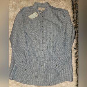 Lee Valley Ireland Vintage-Style Striped Grandfather Shirt – Size Medium – NWT